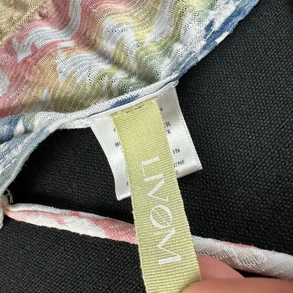 LIVOM Strappy Crop Cami Top Size M Stretch Pastel Y2K Artsy Watercolor Festival - Picture 5 of 6